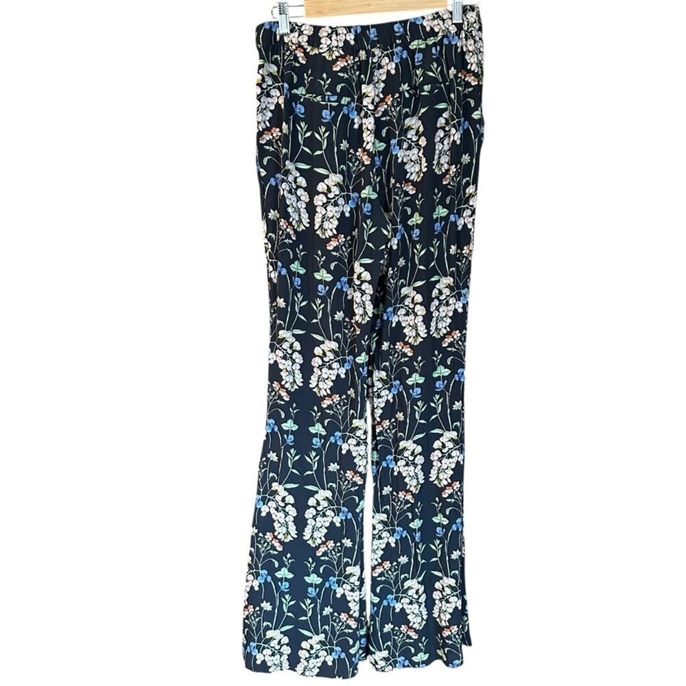 Zara Floral Flare Leg Trouser Pants Sz L